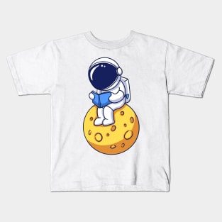 Astronaut Reading a Book on the Moon Kids T-Shirt